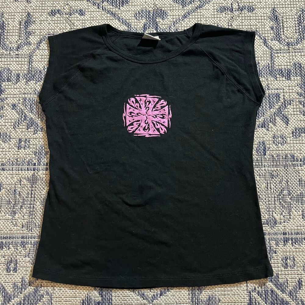 VTG Y2K West Coast Choppers Womens Baby T Shirt Tank Top Black SZ M